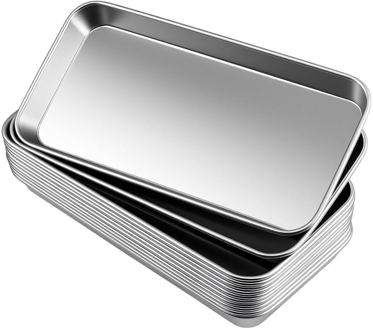 Omgoods - Set van 12 Roestvrij Stalen Laboratorium Trays voor Organisatie en Opslag
