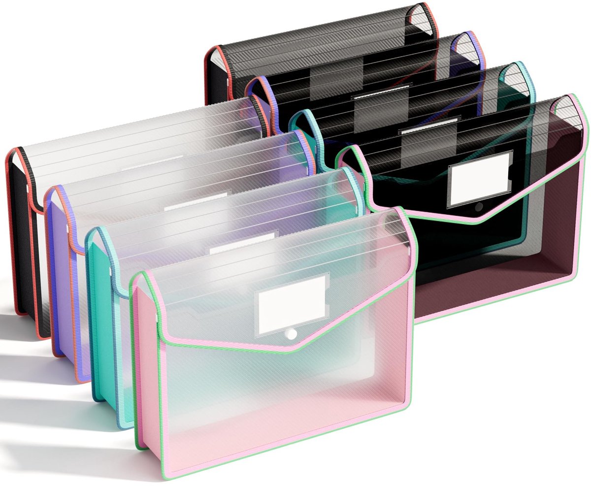 Omgoods - Set van 8 A4 Plastic Documentenmapjes - Met Drukknoop Sluiting