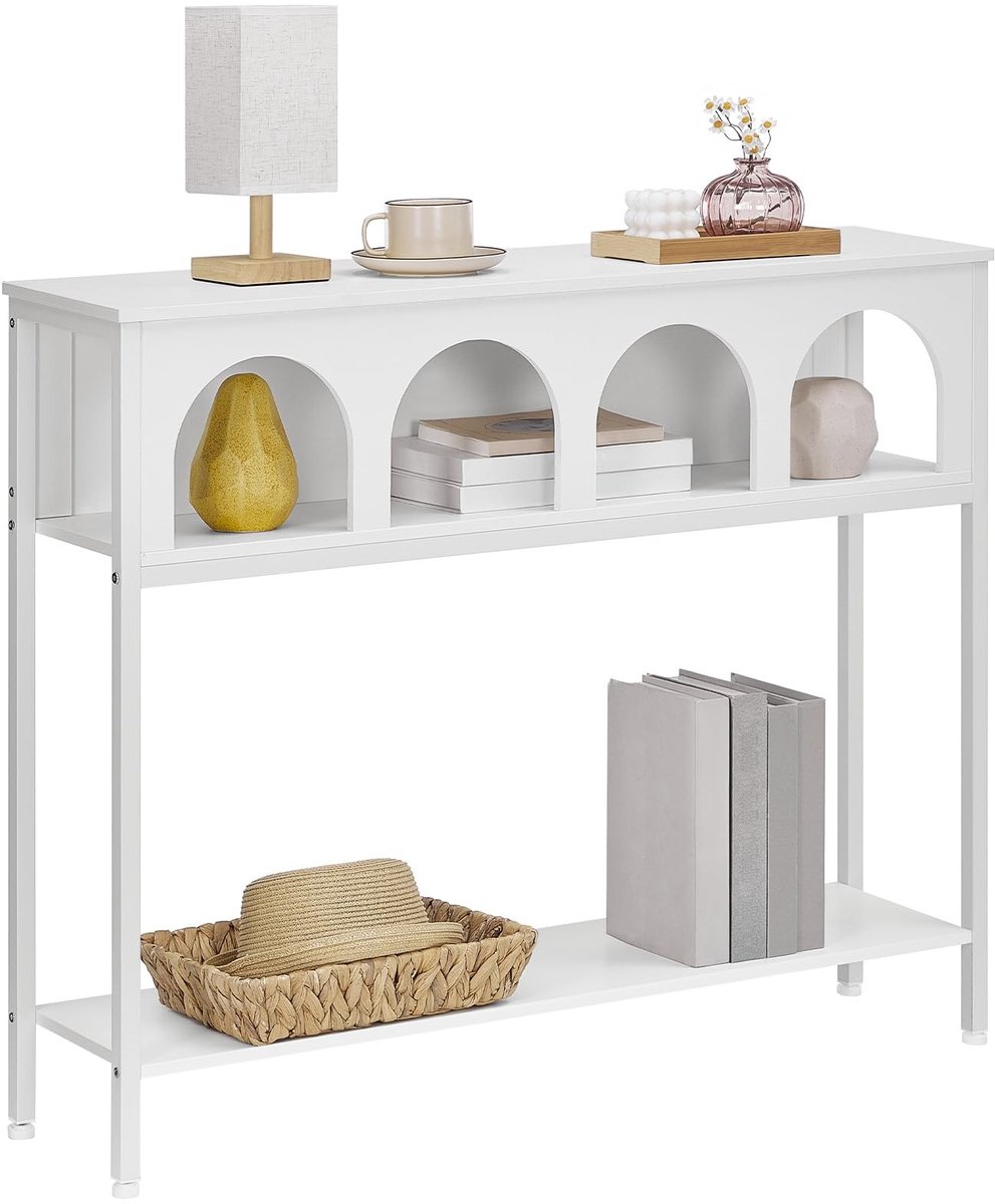 Omgoods - Console Tafel met Gebogen Ontwerp en 3 Planken, Wit