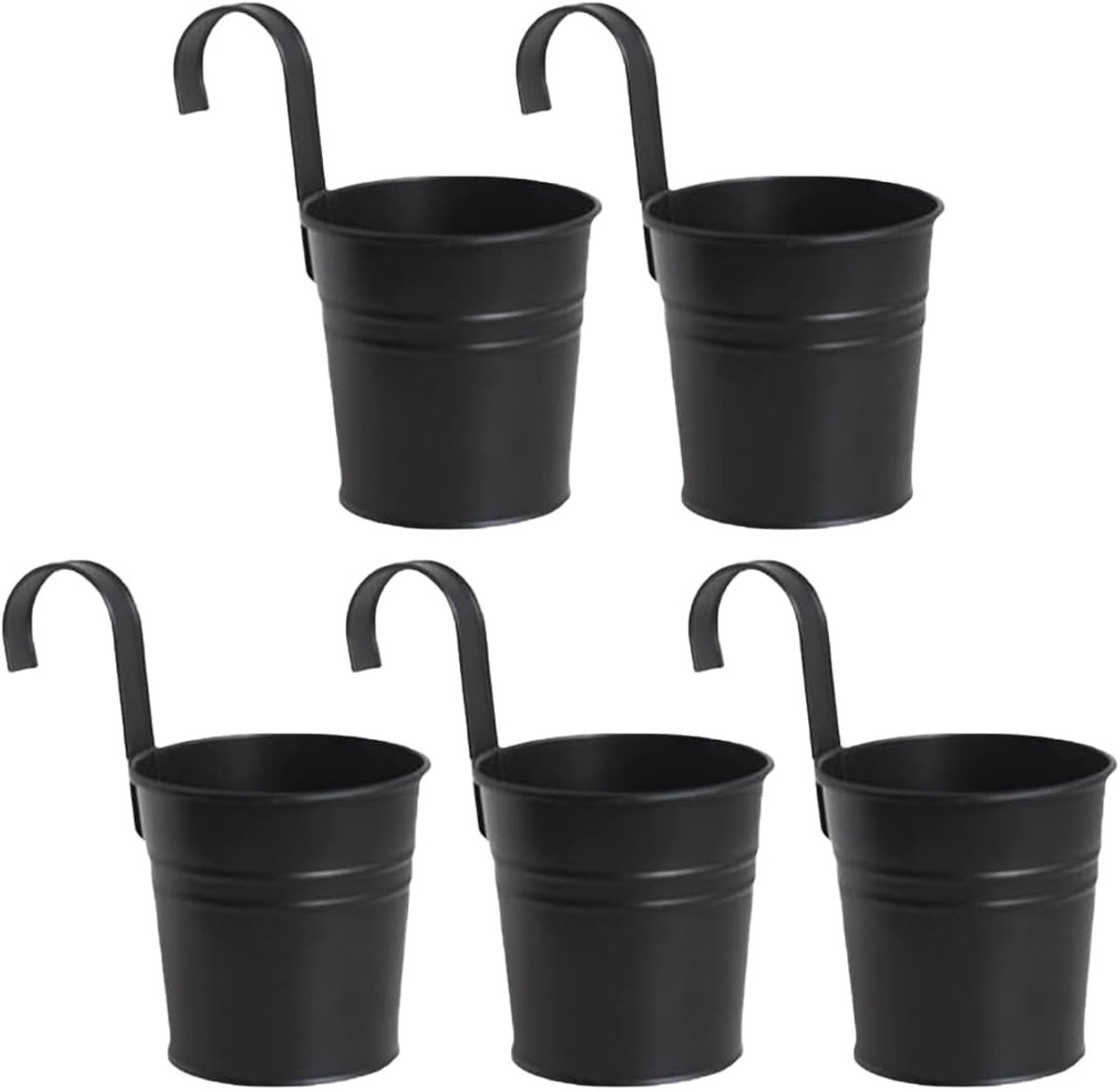 Omgoods - Kleine Hangende Emmer Planter - Zwart Ijzeren Haken
