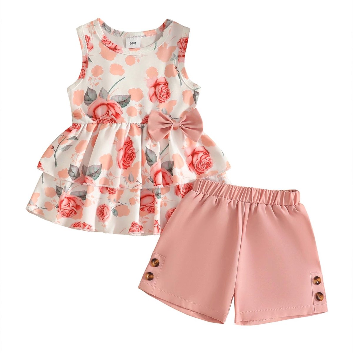 Omgoods - 2-delige Kledingset voor Baby's en Meisjes met Bloemenpatroon