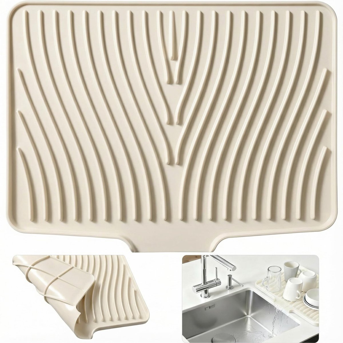 Omgoods - Multifunctionele Silicone Afdruipmat met Afvoergat, 40 x 33 cm