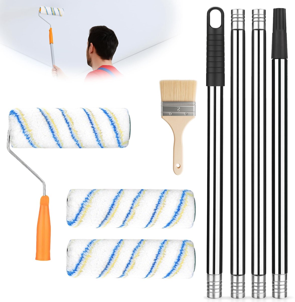 Omgoods - Telescopische Verfroller Set met 3 Rollers