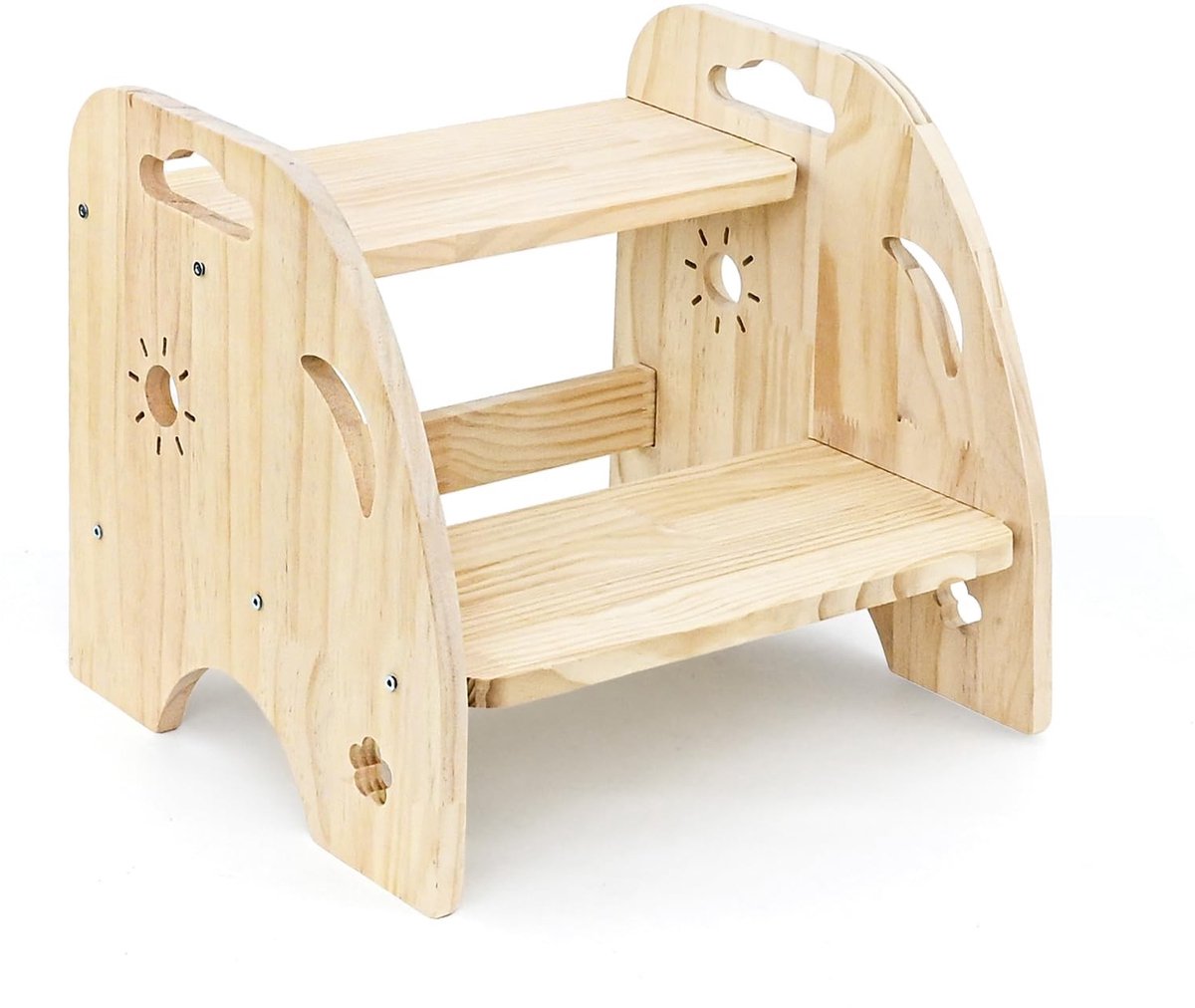 Omgoods - Houten Kinderen Stapstoel met Verstelbare Hoogtes