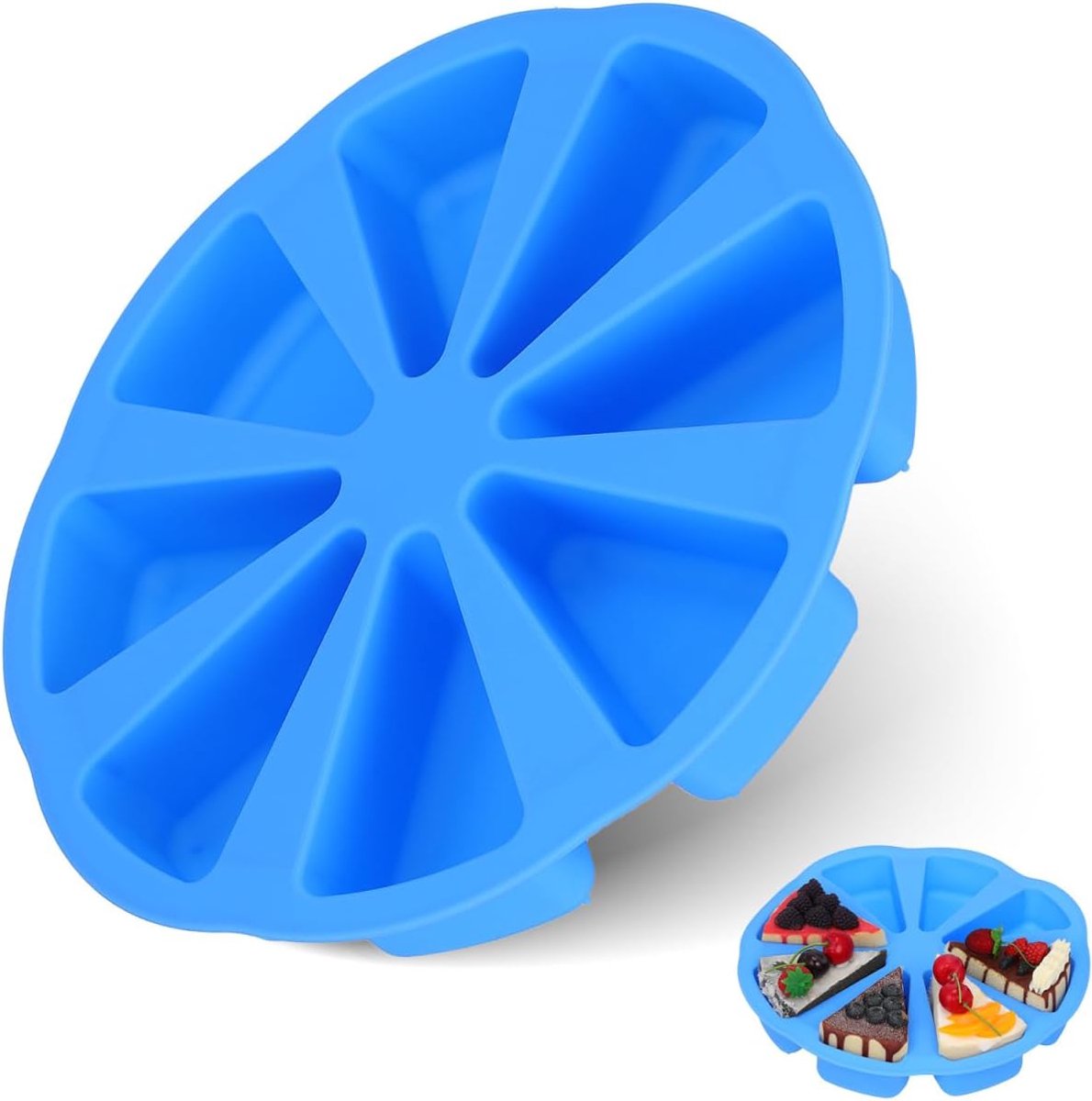 SnelShoppen - Siliconen bakvorm met 8 holtes voor muffins, scones, cupcakes - Flexibel, opvouwbaar, anti-aanbaklaag, blauw - Voor oven, magnetron, vee