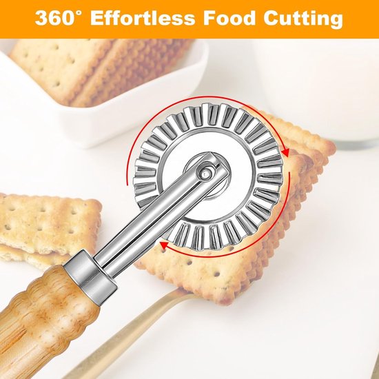 2 STKS Pasta Cutter Wiel, Gebak En Pasta Cutter Wiel Gebak Ravioli Wiel Cutter Met Lange Houten Handvat Voor Ravioli Pasta Dumplings Lasagne Pierogi — afbeelding 3