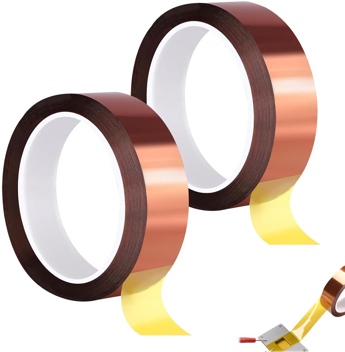 Zovator Kaptontape, 2 rollen 20 mm x 33 m, hittebestendig plakband, isolatietape voor 3D-printers, voor solderen - ShopVlot