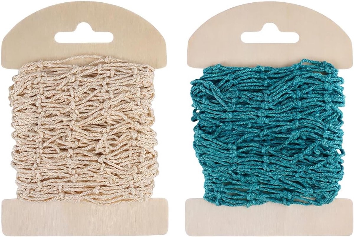 SnelShoppen - 2 Stuks 100 x 13cm Robuuste Netband voor Decoratie, Hangend Fotonet, Mediterrane Stijl Visserij Decoratie, Rustiek Visnet voor Fotografi