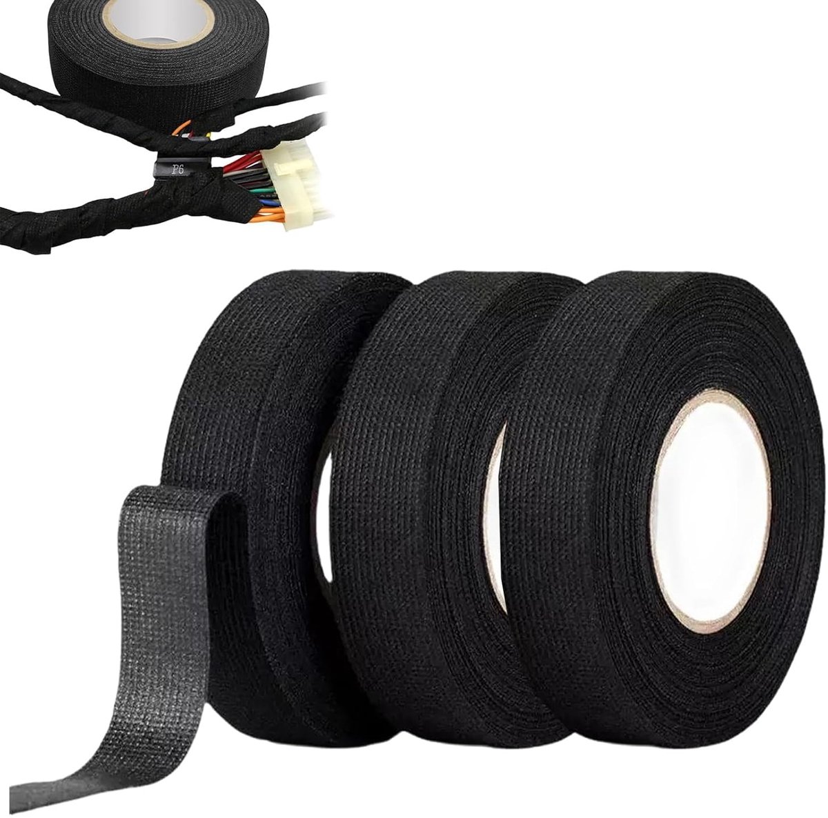 Fabric Tape Tape Insulation Tape Black 3 Pieces Cable Bundles Electrician Adhesive Tape Car Wire Harness Adhesive Tape - ShopVlot