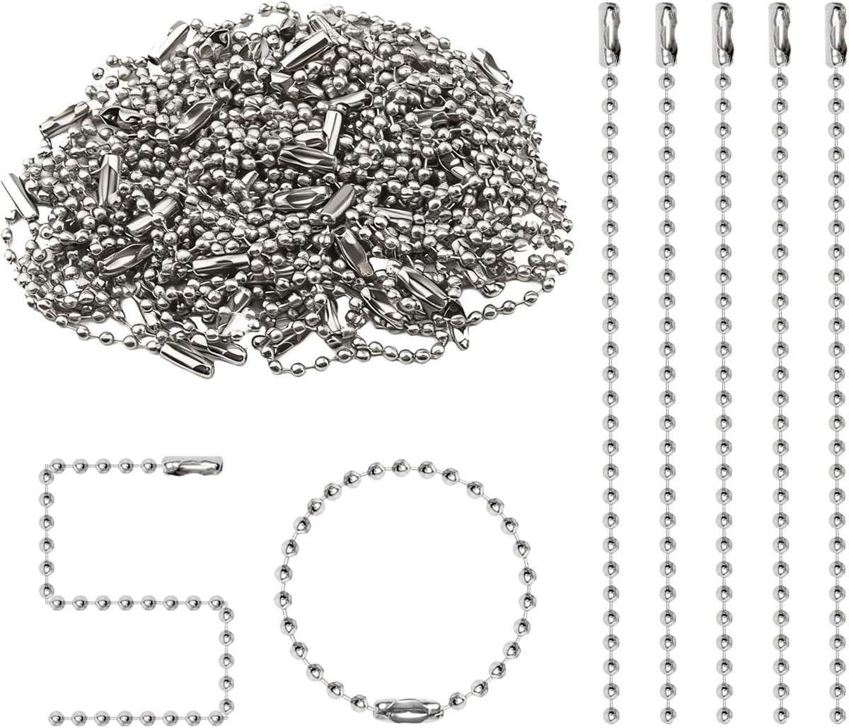 50 Pcs Ball Chains, 12 cm Long Dog Tag Chain, Stainless Steel Ball Chain with Lobster Clasp, Silver Ball Chains in - ShopVlot