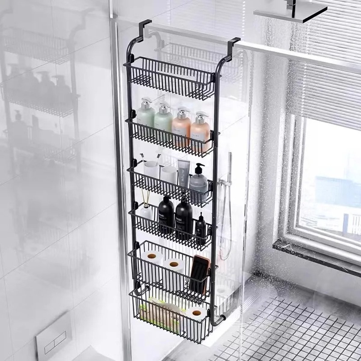 Archi 6-Laags Over-de-Deur Opbergrek – Hangende Deur Organizer – 6 Metalen Manden – Voor Keuken, Bijkeuken, Badkamer & Voorraadkast