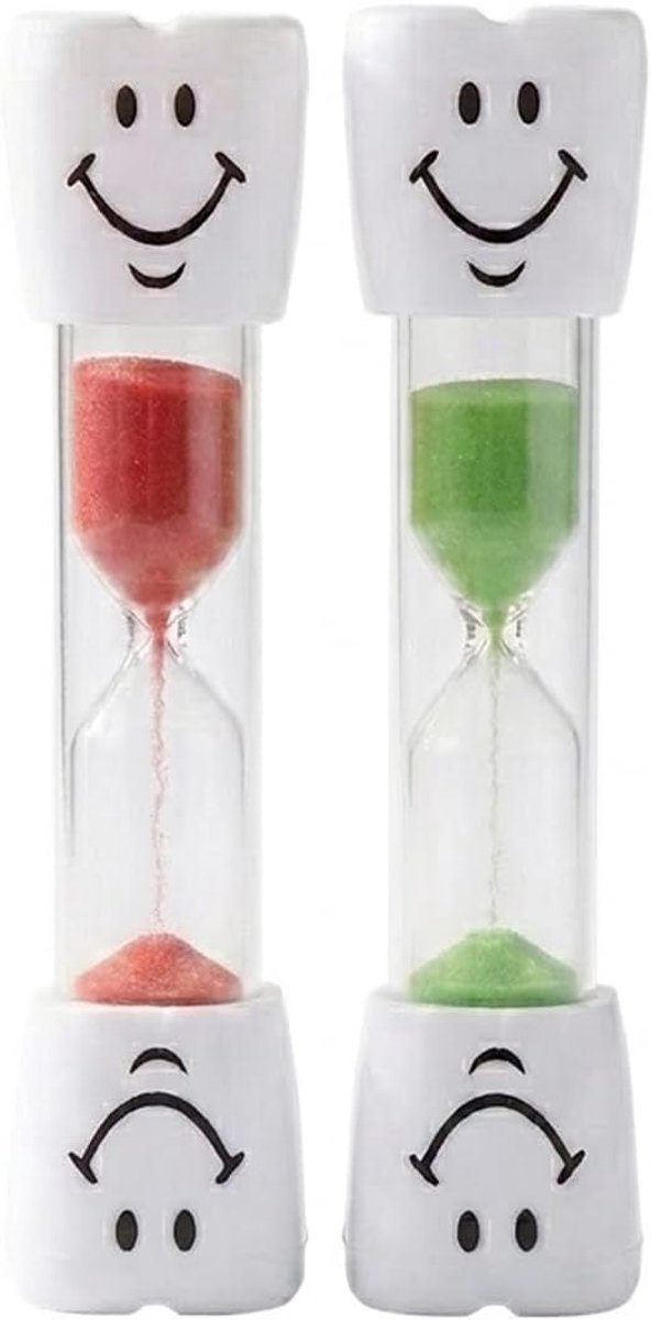 2 Stück Sanduhr Zähneputzen Kinder 3 Minuten Timer mit Smiley Gesicht Bunter Sanduhr Set für Kinder Zahnbürste - ShopVlot