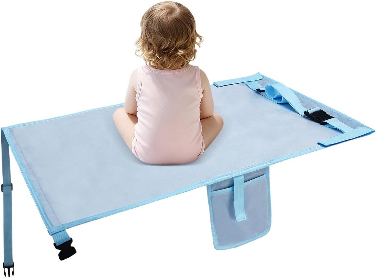 Peuter Reisbed - Vliegtuig Stoelverlenger - Comfortabel Reizen - Lichtgewicht Opvouwbaar - 76 x 44.5 cm - Blauw