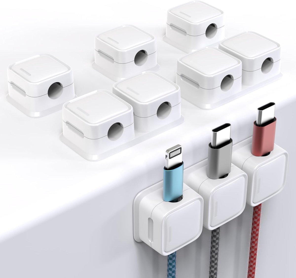 Kabelhouder 6 stuks - Magnetisch - Sterke lijm - Houd je bureau opgeruimd - SnelShoppen