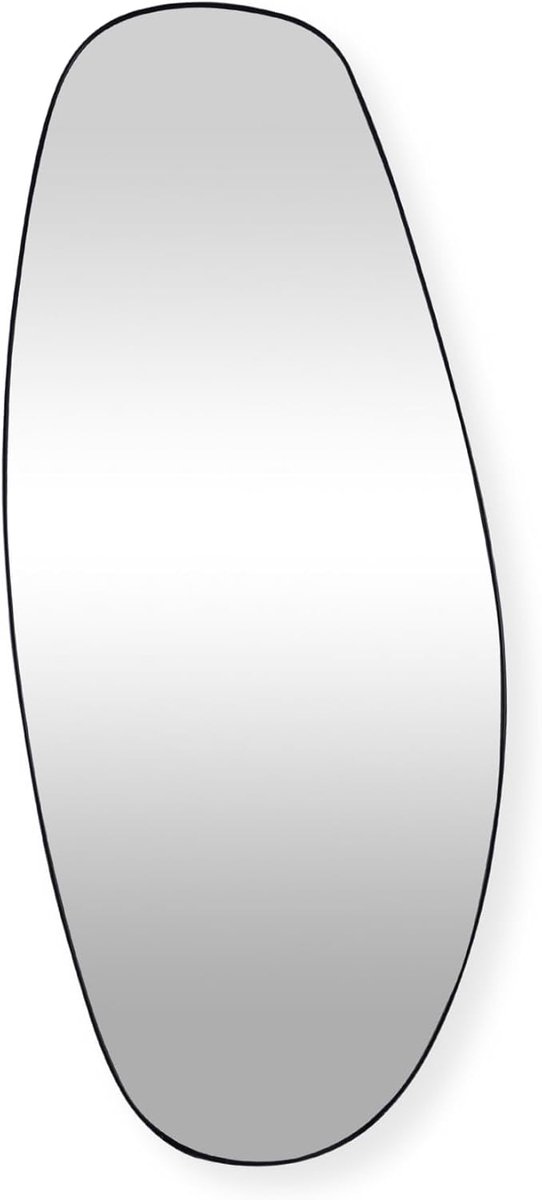 SnelShoppen - SensaHome Leandro Wandspiegel - Organisch Spiegel - Asymmetrisch Design - 120x50cm - Zwart - Minimalistisch - Voor Badkamer, Woonkamer o