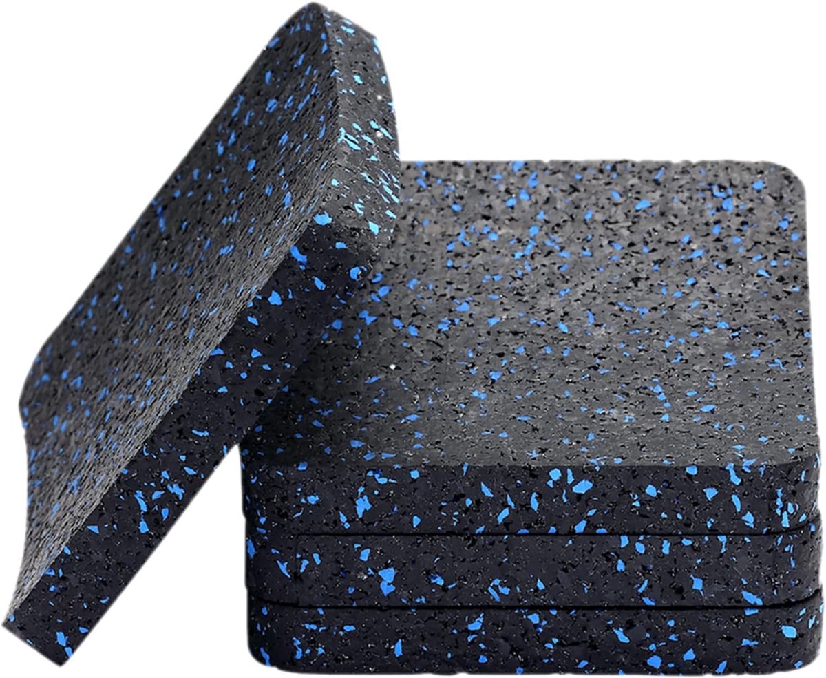 SnelShoppen - Oefenapparatuur Mat - Treadmill Mat met Hoge Dichtheid Rubber (4 x 4 x 1.2 cm) - 4 Stuks - Bescherming voor Houten Vloeren en Tapijt