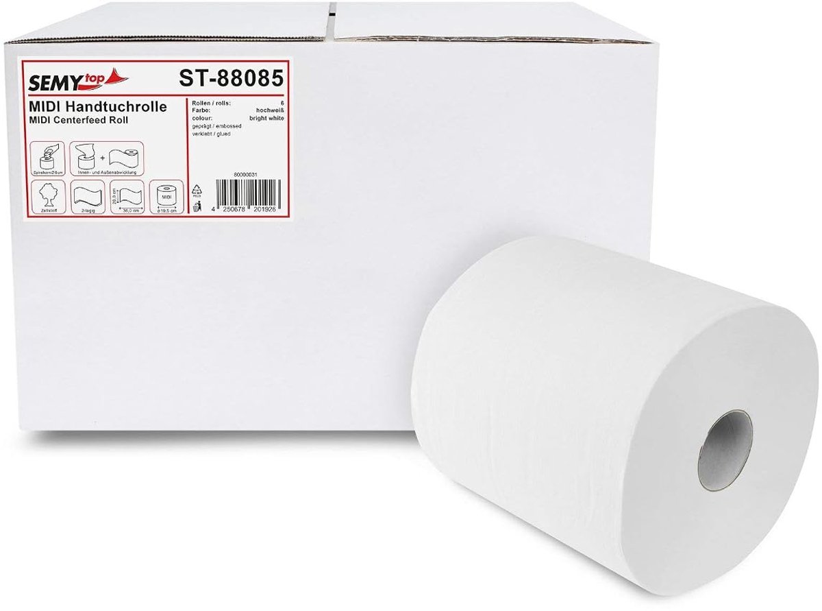 Keukenrol Midi 20 cm - 2-laags cellulosepapier - 336 vel per rol - ideaal voor dagelijks gebruik - ShopVlot