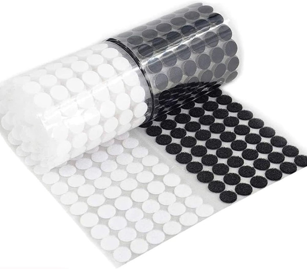 SnelShoppen - Tape zelfklevend 10 mm - 400 paar ronde stippen - 800 stuks wit zwart fasteners voor papier, glas, plastic, metaal - ideaal voor school,