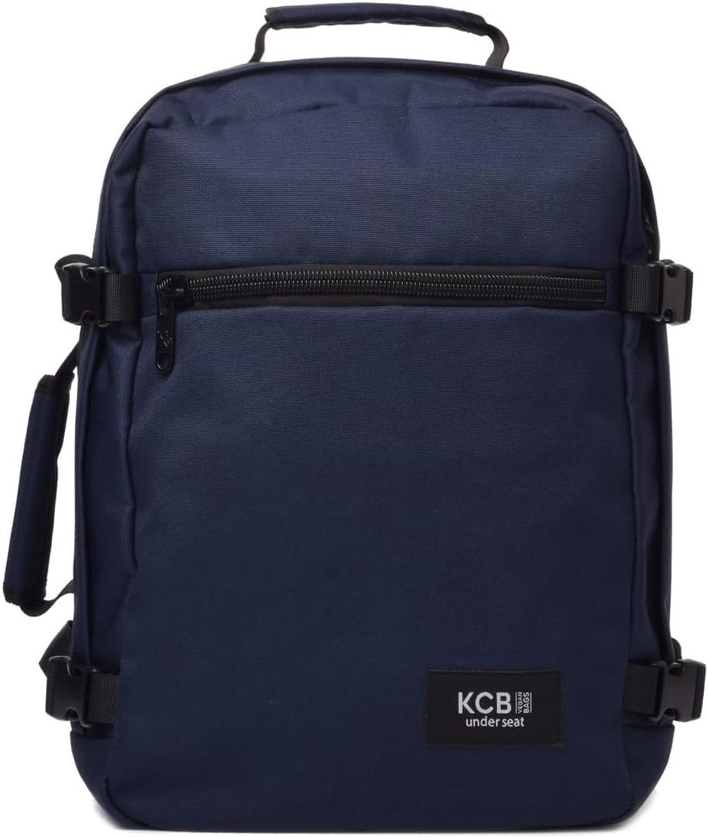 SnelShoppen - Grote Onderzit Rugzak, Handbagage voor Vliegtuig, Lichtgewicht Reisrugzak, Verstelbare Handvatten, 100% Vegan, Marineblauw, Casual, 45x3