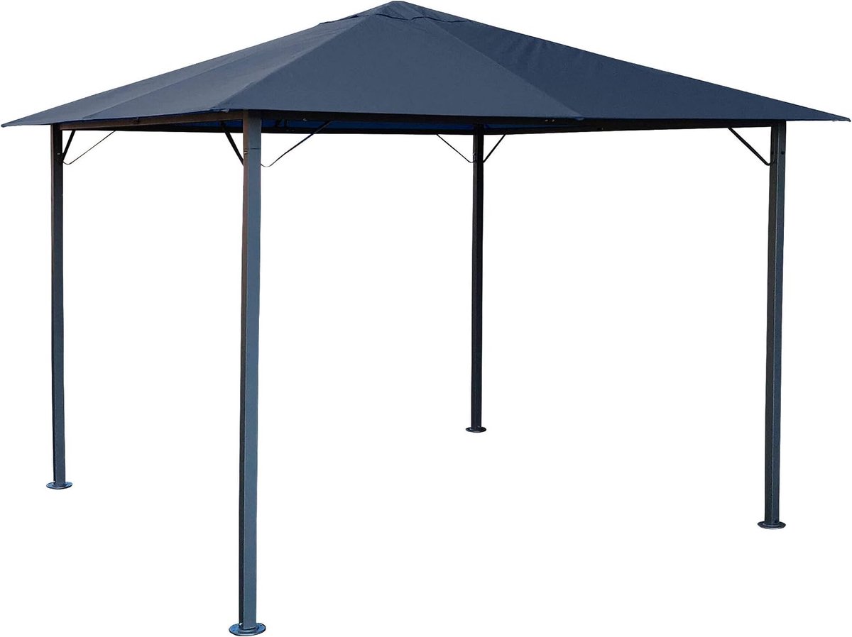 SnelShoppen - Metalen Tuinpaviljoen Nizza 3x3m Antieke Partytent Grijs - Waterdicht Polyester, Stabiele Constructie, Ideaal voor Tuin, Feest en Campin