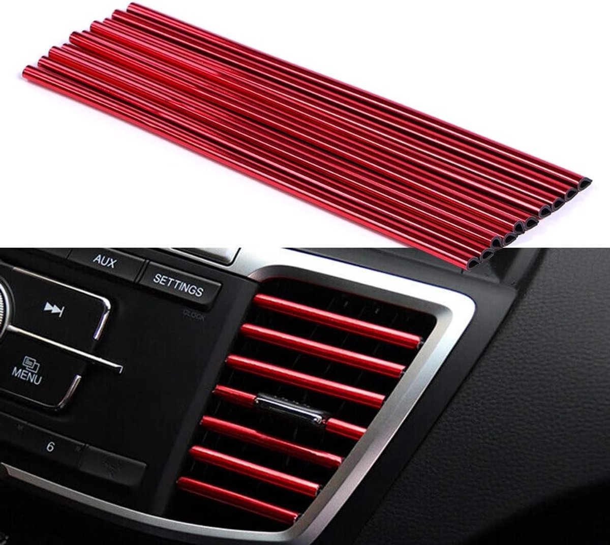 SnelShoppen - 10 Delen Auto Luchtuitlaat Decoratie PVC Multi-Kleur DIY Auto Interieur Decoratie (Rood) - Eenvoudige Installatie, Persoonlijk Ontwerp,