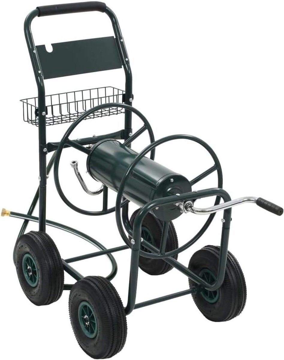 Tuinslangwagen - Slanghaspelwagen Slangkar - Tuinslang Opbergen - Met Opbergmand - 955 x 55 x 97 cm - Groen