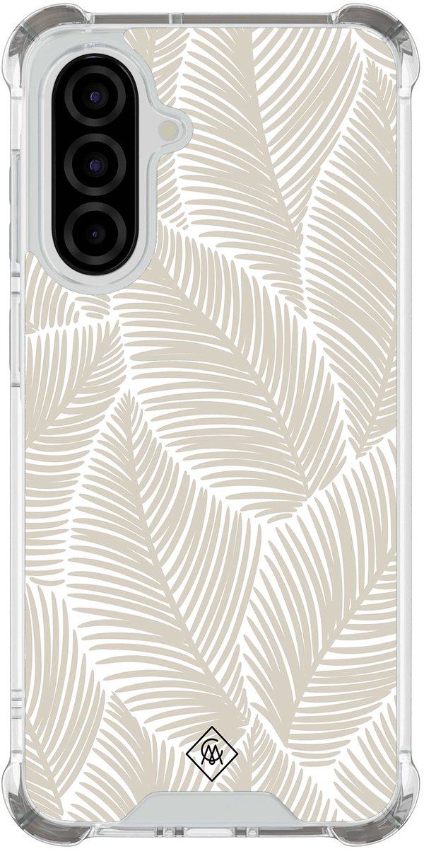 Casimoda® hoesje - Geschikt voor Samsung Galaxy A37 - Palmy Leaves Beige - Shockproof case - Extra sterk - TPU/polycarbonaat - Bruin/beige, Transparant