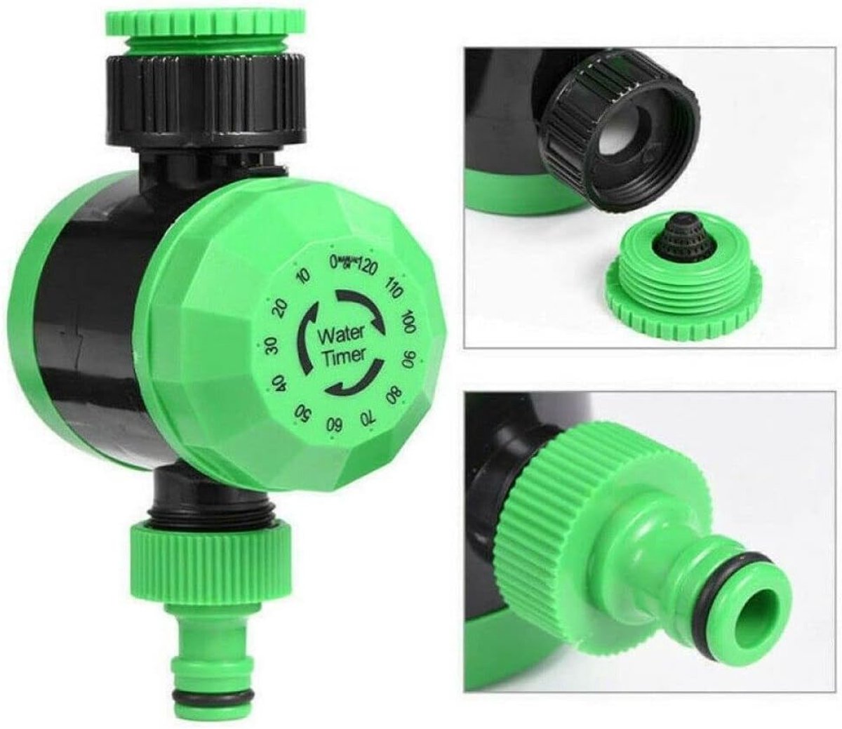 SnelShoppen - Mechanische Water Timer voor Kranen, Tuin Bewateringssysteem, Automatische Irrigatie Timer, 3/4 Inch Ingang en Uitgang, Robuust en Weerb