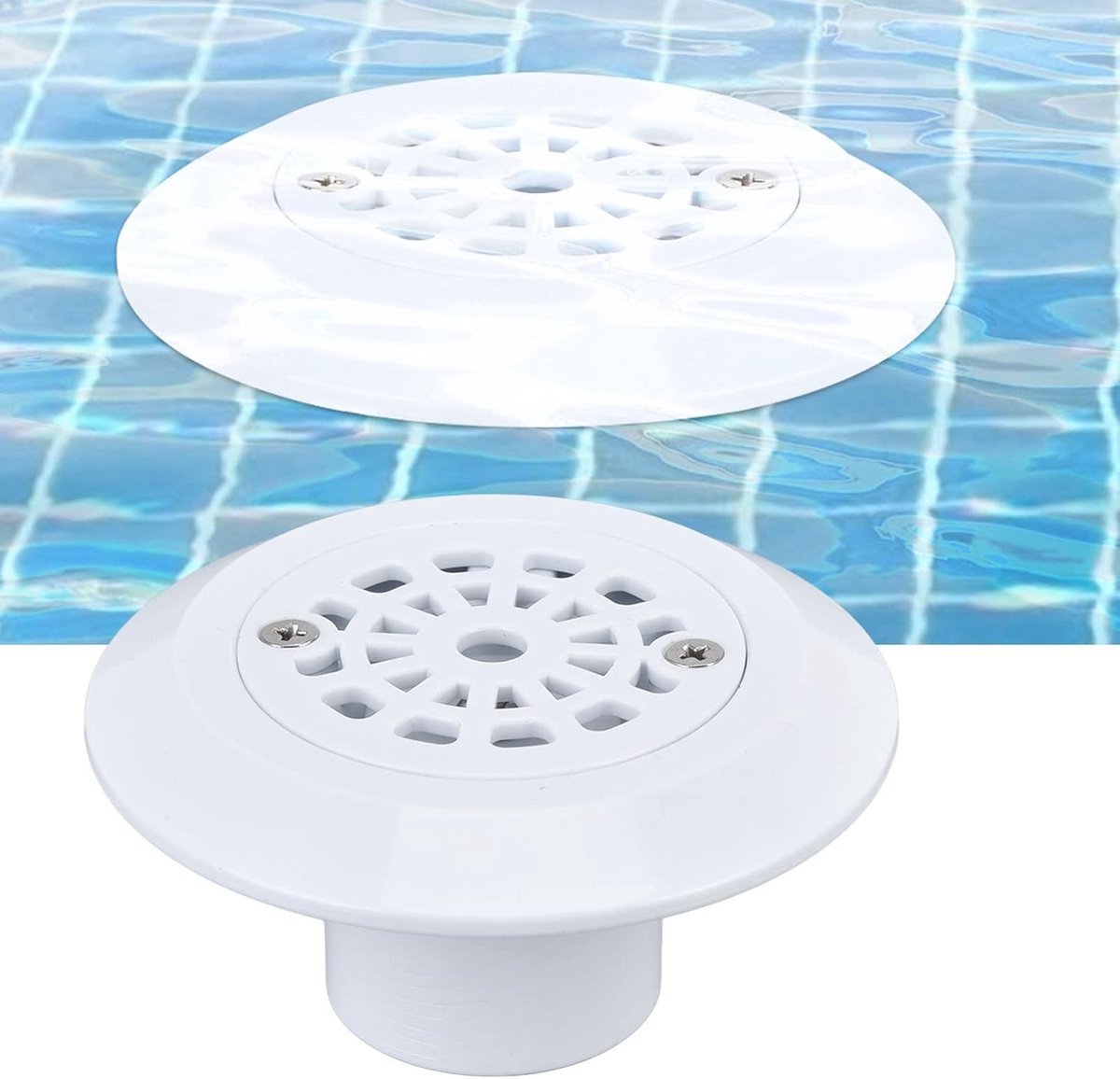SnelShoppen - Pool Main Drain Vloerafvoer - Plastic Zwembad Waterafvoer Wit - Efficiënte Waterinlaat voor Zwembaden 10.5x5.4 cm