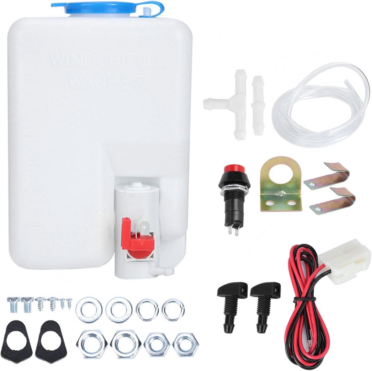 SnelShoppen - Windshield Washer Bottle Set - Universele 12V Ruitenwisservloeistof Fles - Makkelijk te Installeren en Gebruiksvriendelijk - Auto Reinig