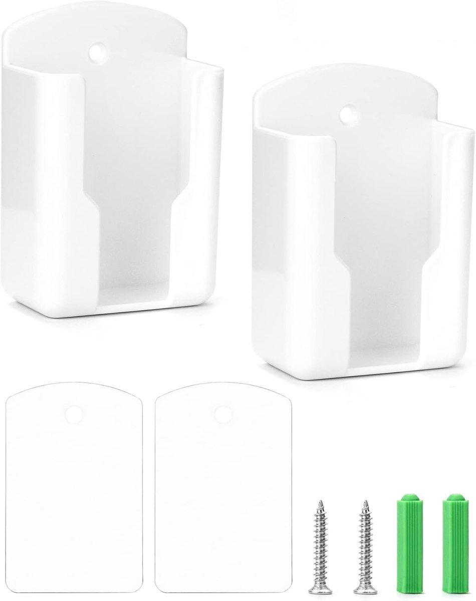 SnelShoppen - 2 Stuks Afstandsbediening Houder Wandbeugel met Sticker en Schroeven - Compact en Stevig - ABS Materiaal - Binnenmaat 63mm x 30mm x 100m