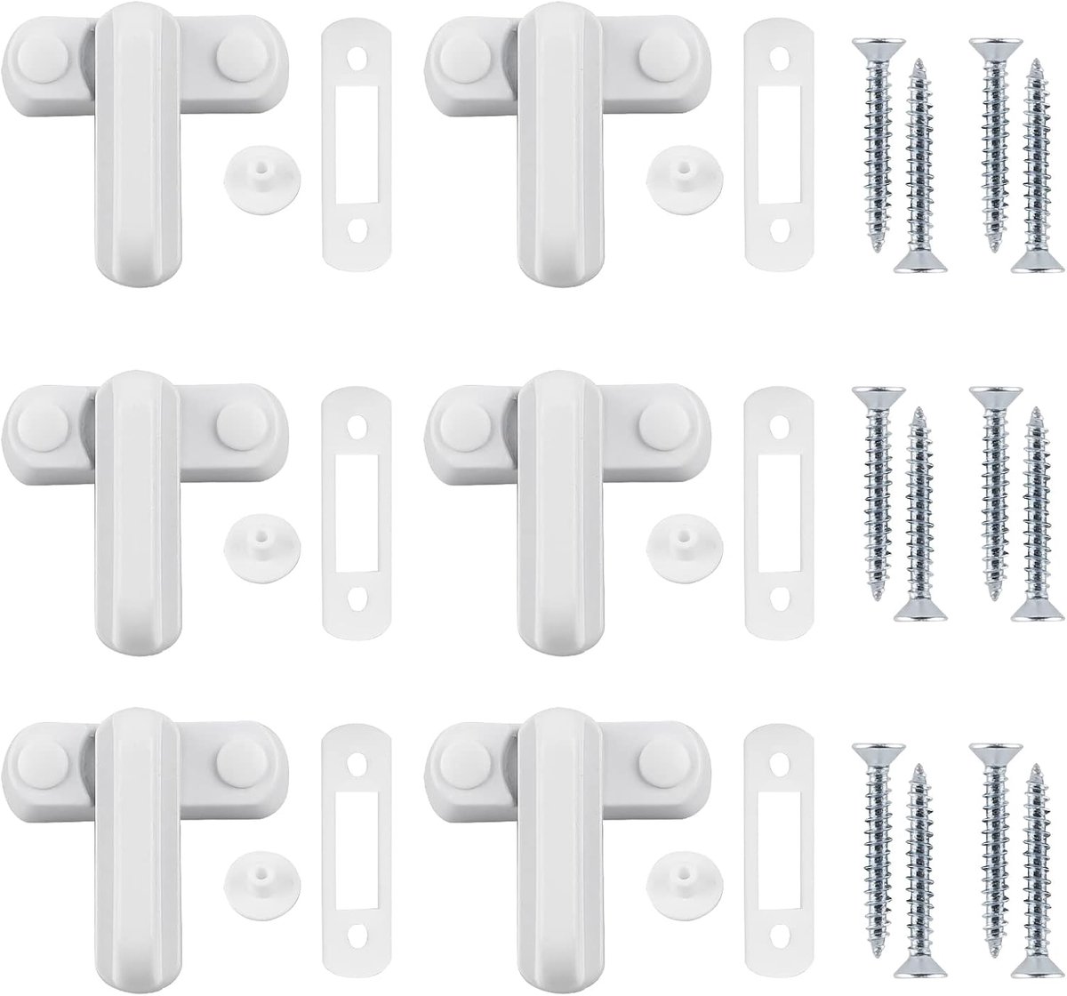 SnelShoppen - 6x ABS Raamprotectors met 12x Schroeven, Voorkeursblokker voor Kindveiligheid, Gezinsveiligheid, Wit
