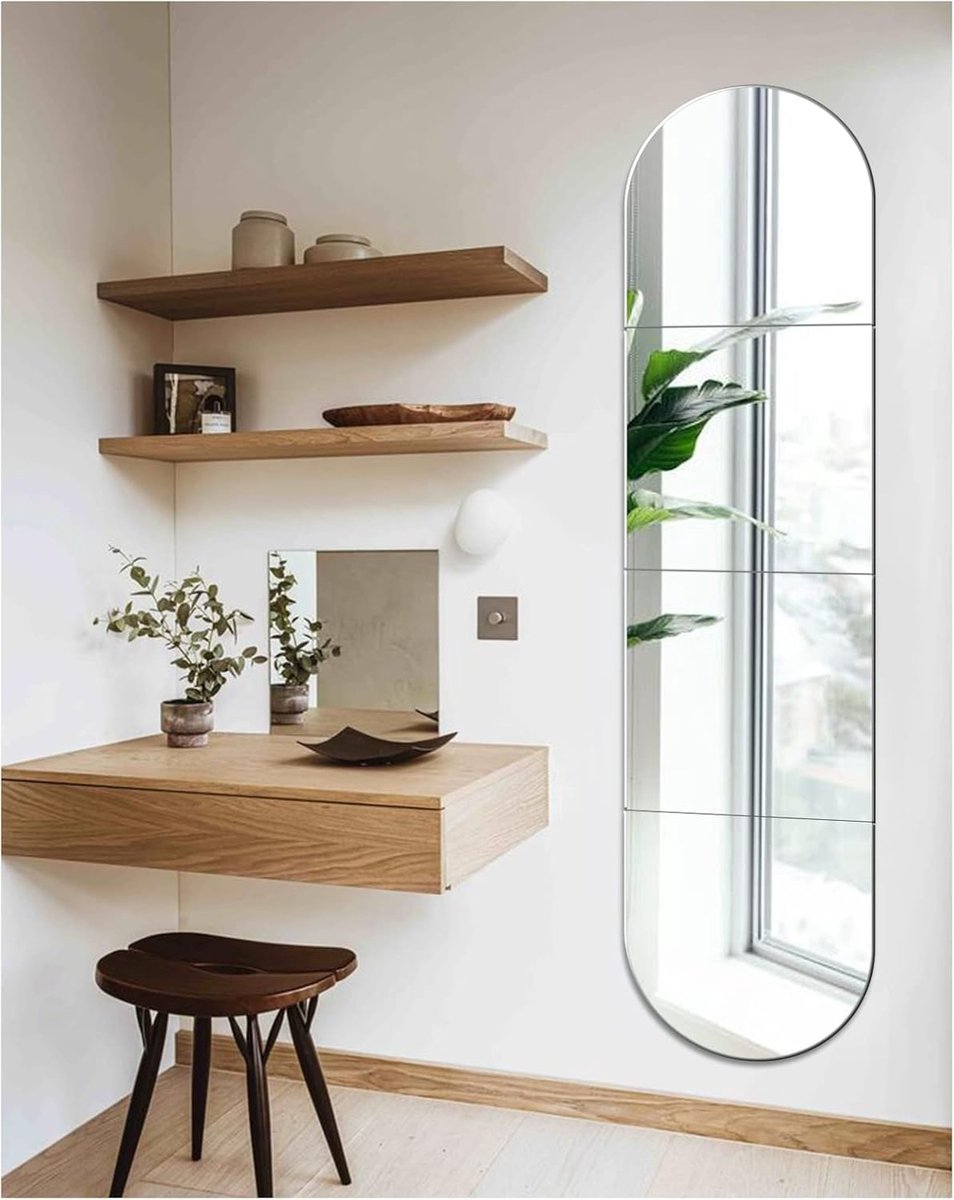 SnelShoppen - Zelfklevende Spiegeltegels, HD Glas Spiegel, Wandspiegel, Tegel Spiegel, Wandsticker, Decoratie voor Kasten, Deuren, Woonkamer, Muur