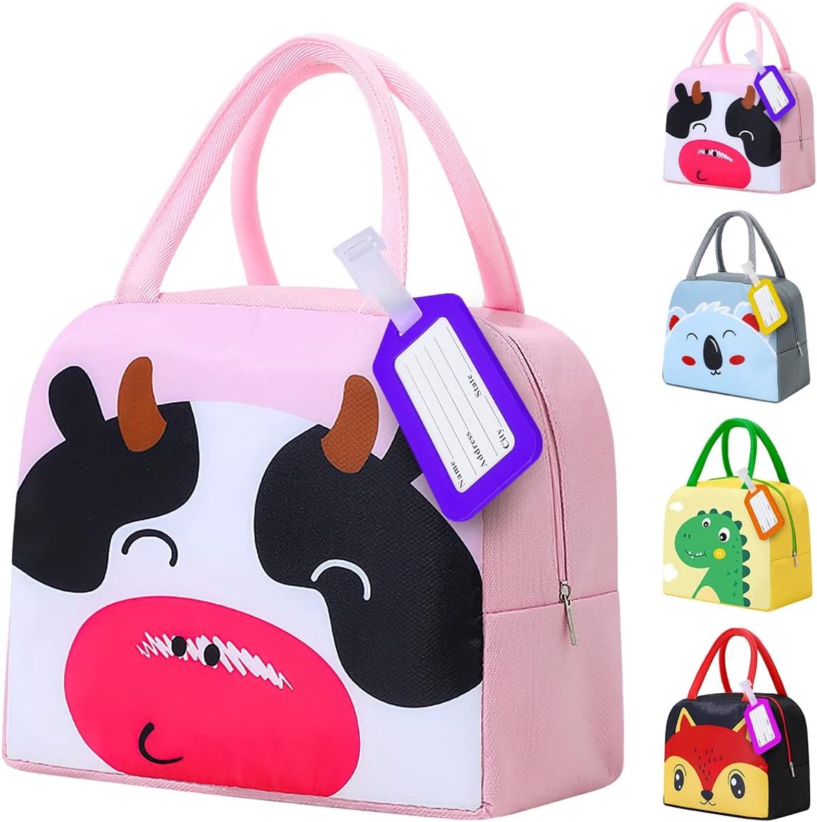 SnelShoppen - Kinderen Lunch Tas, Koeltas voor Lunchdozen, Schattige Mini Geïsoleerde Tas, Verpakte Lunch voor Kinderen, School, Werk, Reizen, Oxford