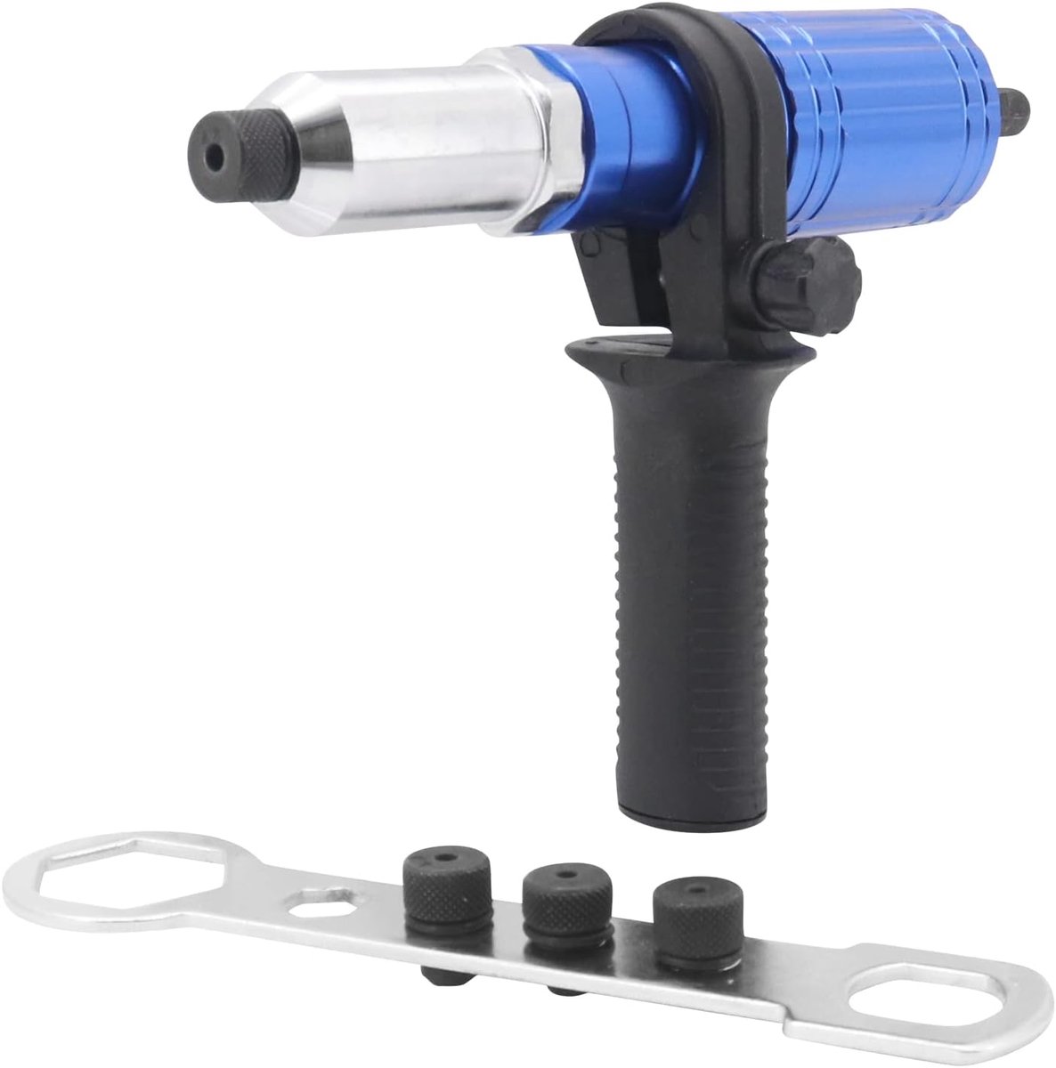 Blue Electric Rivet Gun Adapter with Handle, Rivet Device, Drill Attachment, Rivet Tools, Cordless Drill Insert Nut - ShopVlot
