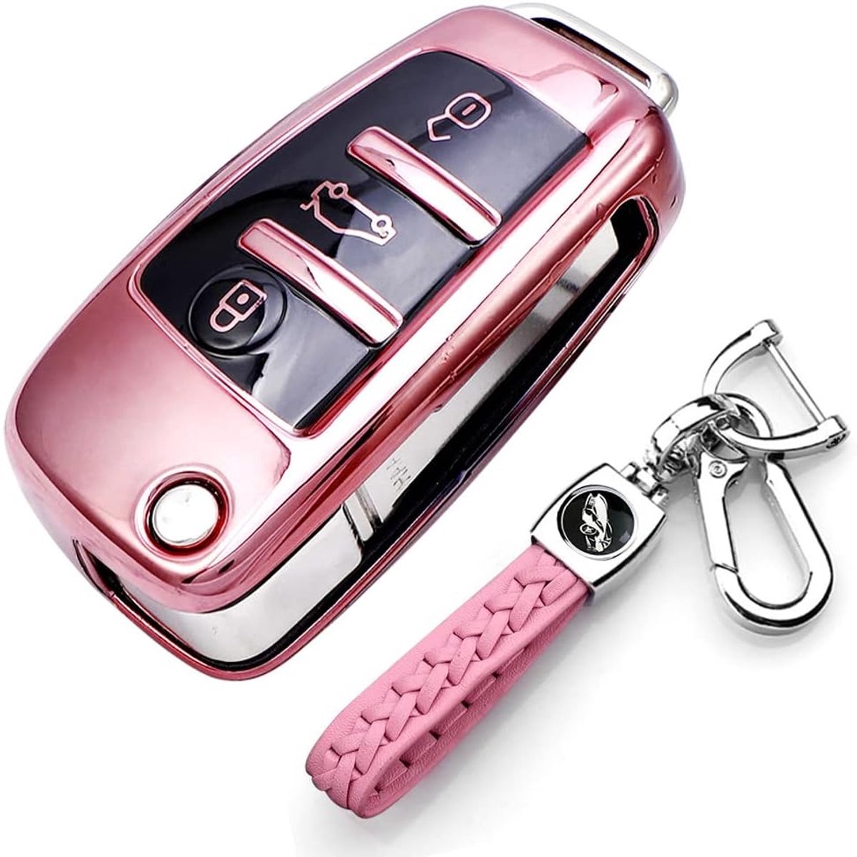 SnelShoppen - Sleutelhanger voor Auto Sleutelhoes Geschikt voor Audi A1 A3 A4 A6 Q3 Q5 S3 S4 S6 RS3 RS4 - Leer Sleutelring Bescherming