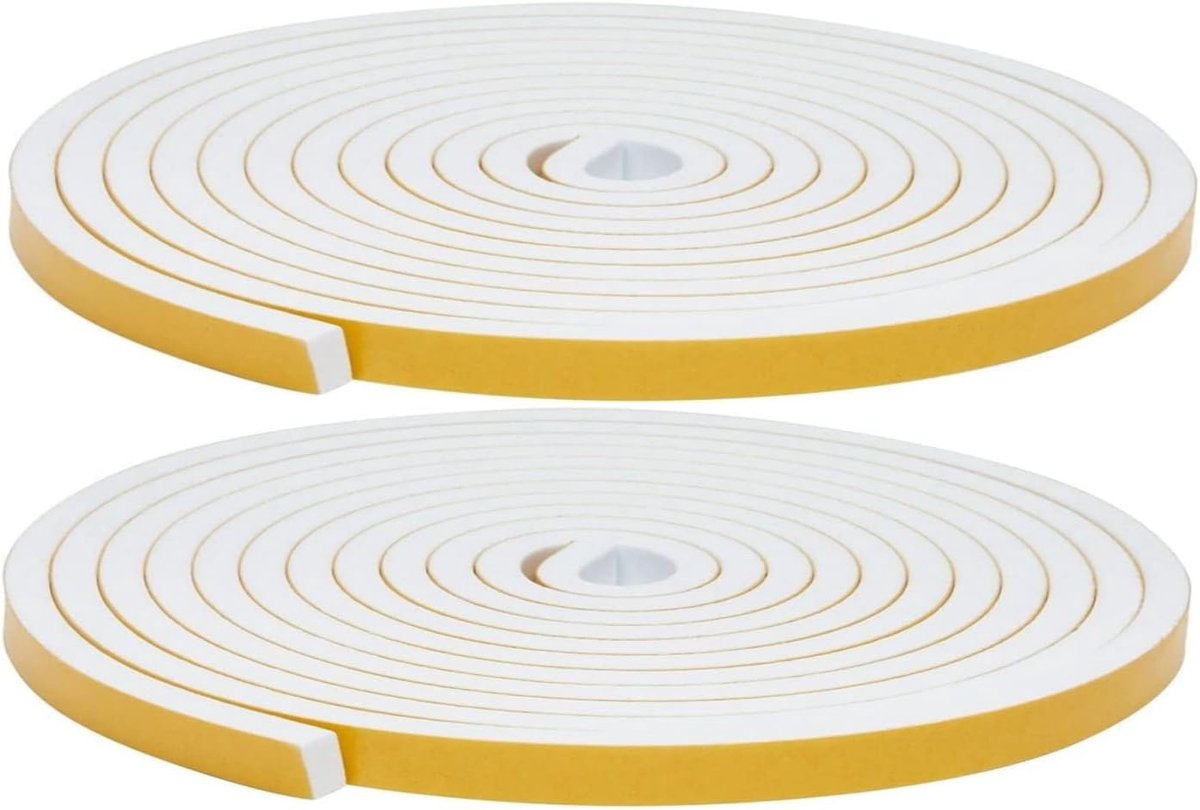 SnelShoppen - Foam Design Excluder Strip 6x3MM - Hoge Dichtheid Foam Sealing Tape, Geluidsisolatie, Weerbestendig, 4M x 2 Rollen - Ideaal voor Ramen e
