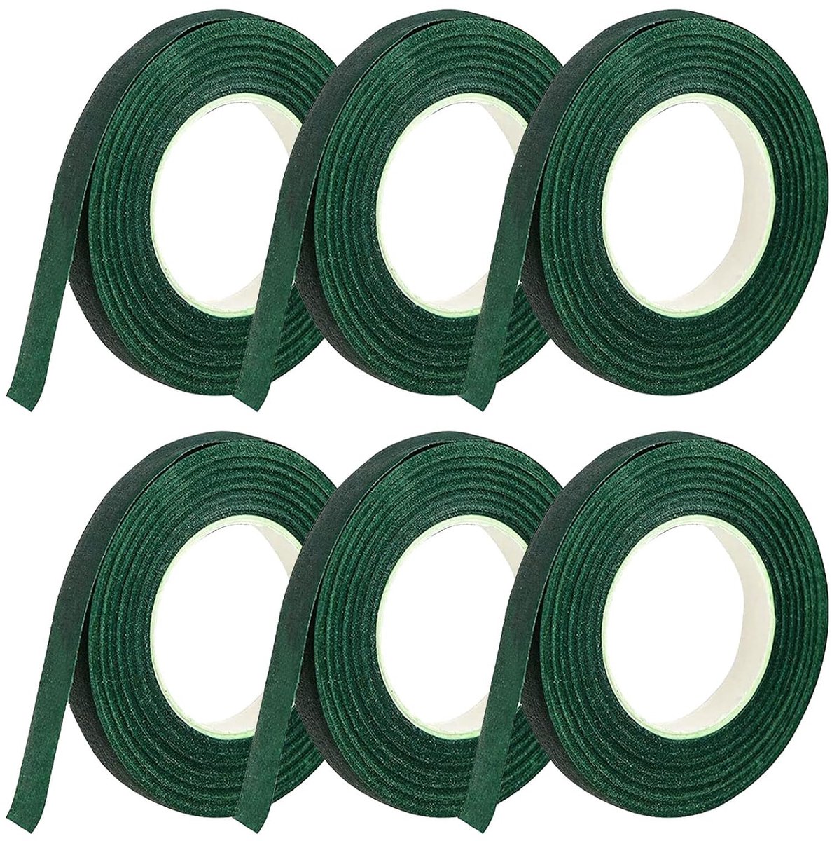 Florist Tape 12MM - Donkergroene Bloemen Tape - 6 Rollen van 27 Meter - Perfect voor Bloemstukken - ShopVlot