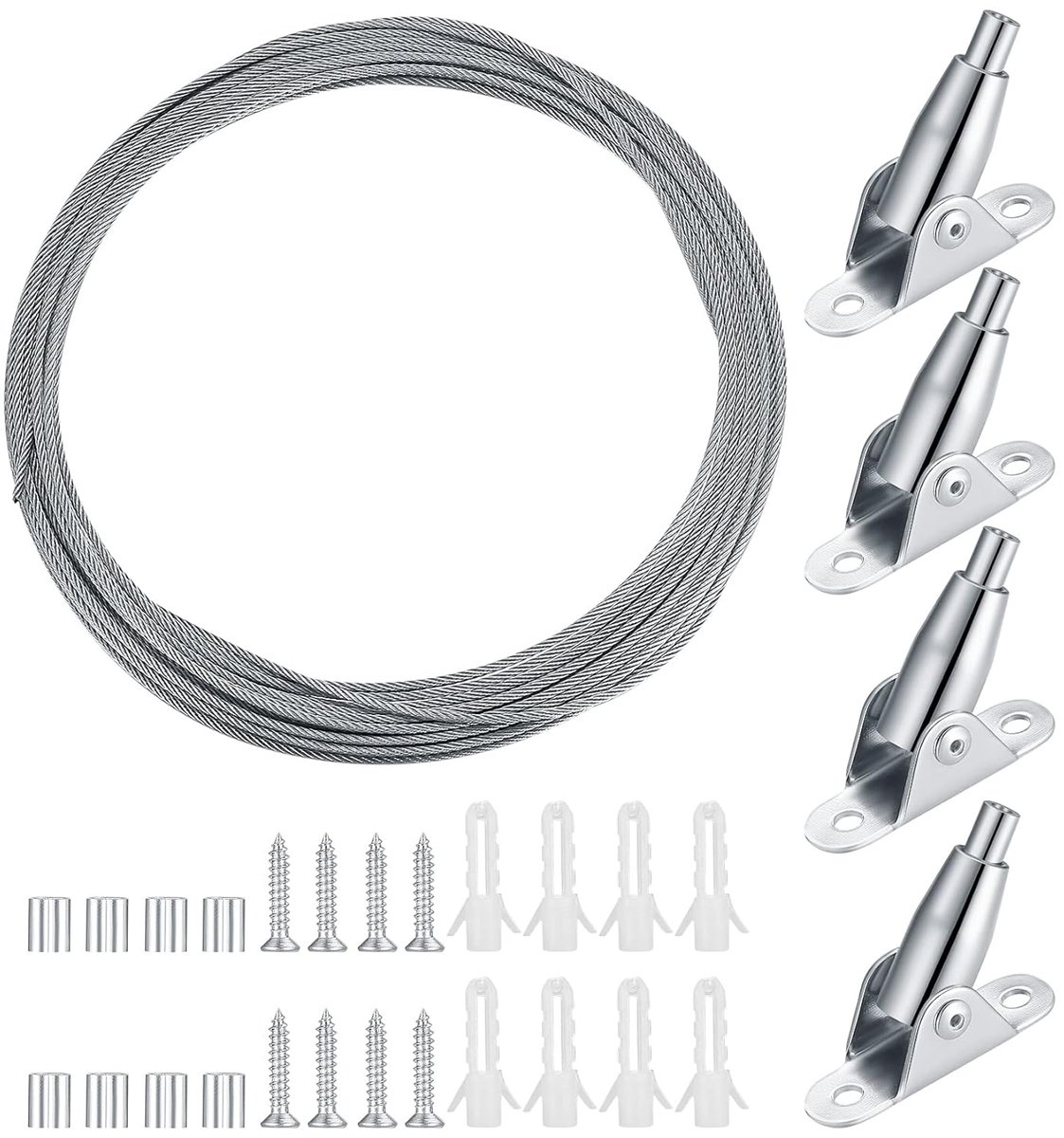 SnelShoppen - 10 m RVS Draad Kabel Verstelbare 2 mm Spanning Lock Bevestigingsklem voor Tent Touw Ophangen Licht - Duurzaam en Corrosiebestendig
