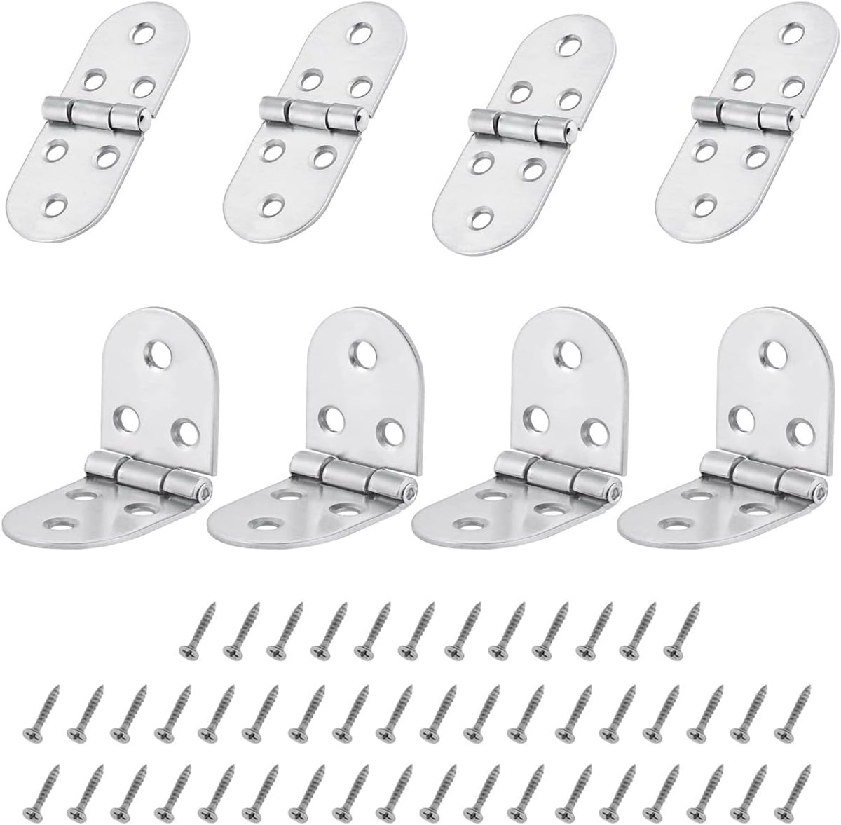 SnelShoppen - 8 Stuks Vouwscharnieren van Zinklegering voor Meubels, Kasten, Tafels, Lades, Naaimachines, Robuust en Roestvrij, Ronde Hoek, Duurzaam e
