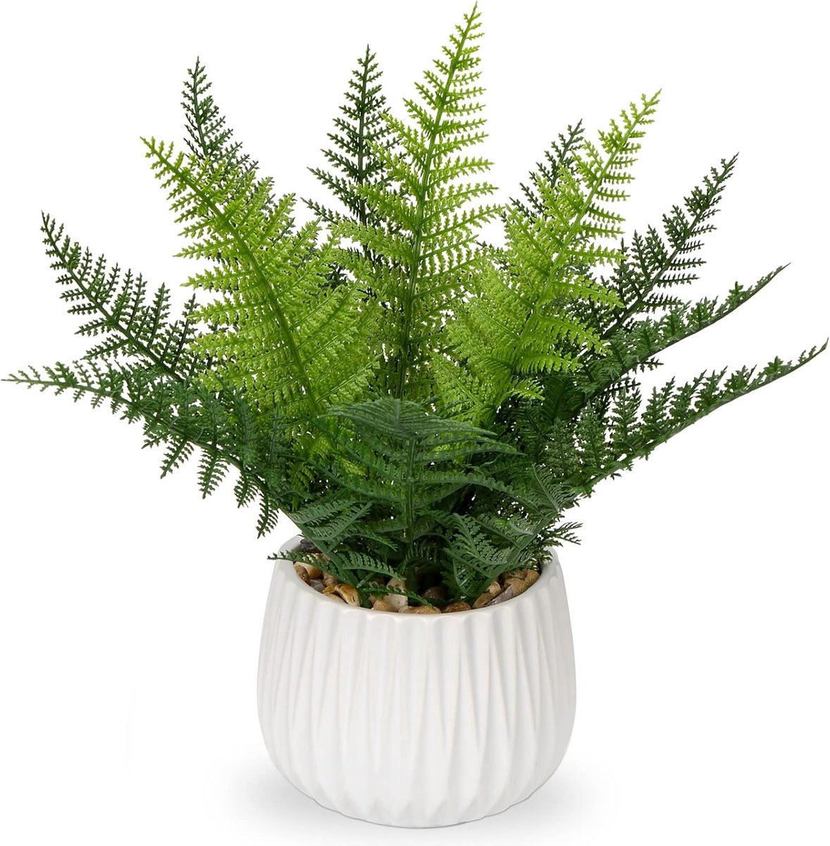 SnelShoppen - Kunstplant Binnen Keramieken Pot 32cm Kunstmatige Boston Varen Plant Potdecoratie Kunstplanten Groen Huishoudplant Faux Varentakken voor