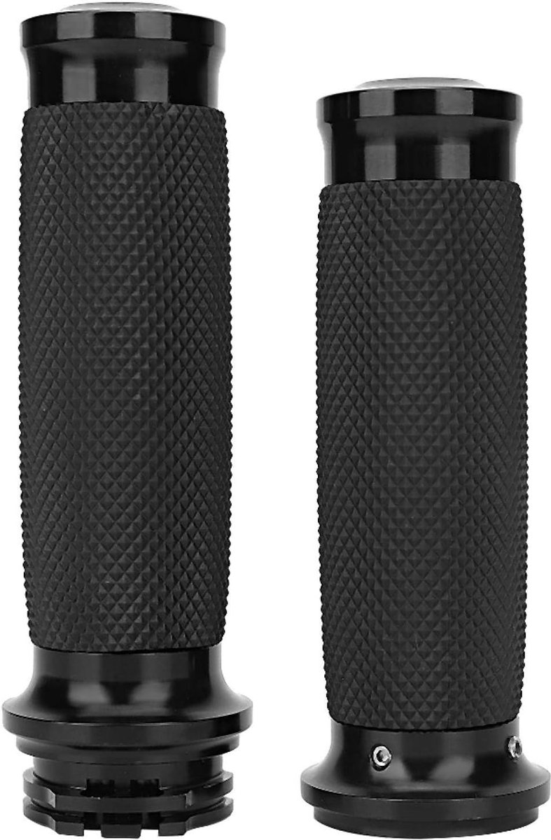 SnelShoppen - Universele Motor Grips 25 mm Aluminium met Antislip Rubber Handvat Covers - Zwart, Voor Motorrijden, Eenvoudige Installatie, 1 Paar