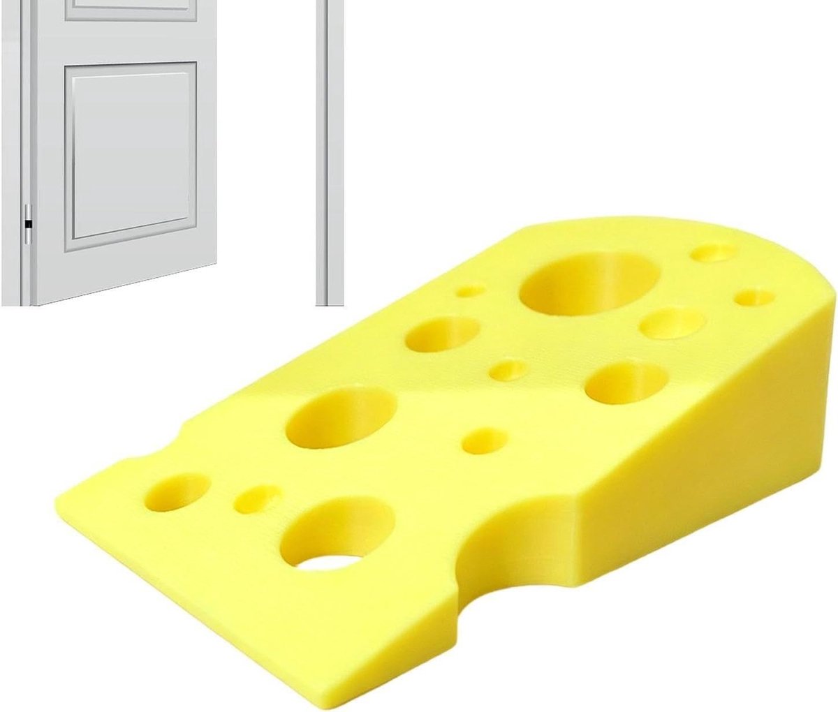 Cartoon Deurstops - Grappige deurwig - Muren Beschermen - Schattig Kaasontwerp - 9 x 9 x 6 cm - Geel