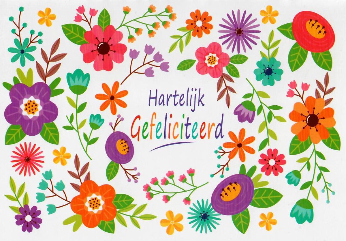 Verjaardagskaart bloem | Wenskaart | 10 stuks | Hartelijk gefeliciteerd