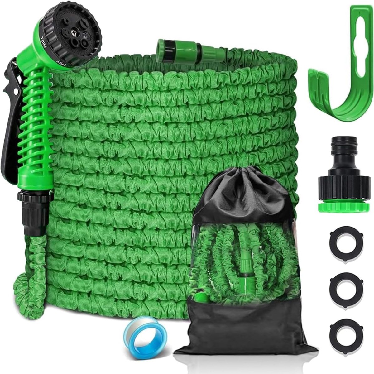 Zavio® Flexibele Tuinslang - Uitrekbare Tuinsproeier - Meerdere Functies - Groen