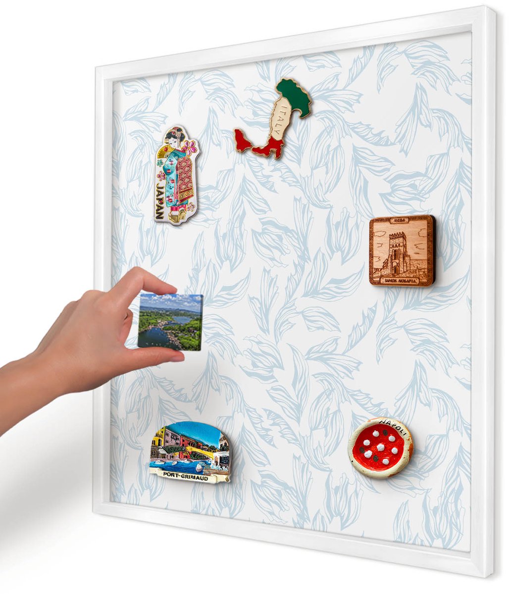 Artprintcave Wit Magneetbord mit Witte Lijst - 50x50 cm - Licht Thema Bord Voor Magneten - Minimalist Magneet Bord mit Frame - Bloemen En Planten