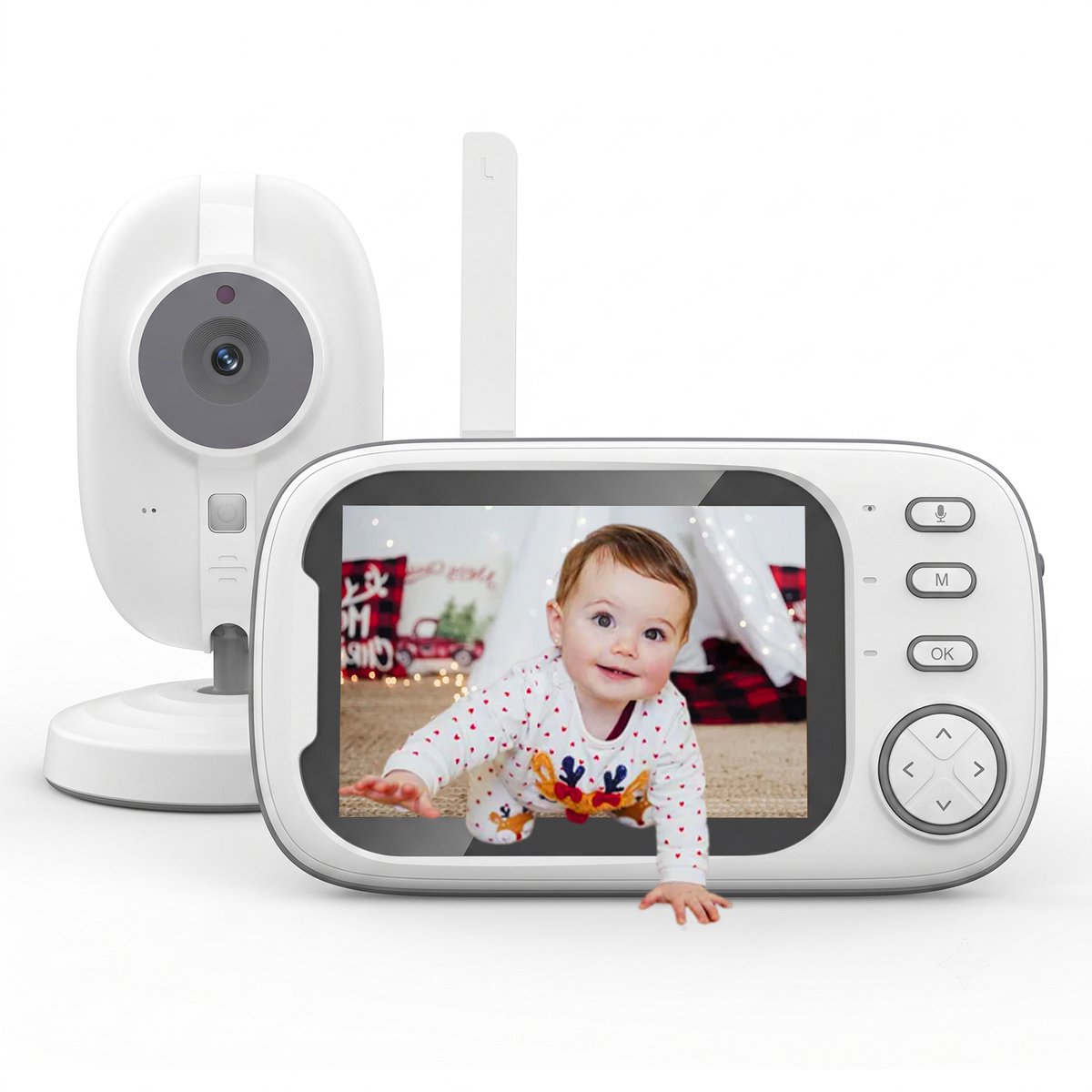 Fokelyi Babyfoon Met Camera - 3.5 Inch Baby Monitor Met Voeding Herinnering En 2000mAh - Nachtzicht, VOX En 8 Muziekjes - Uitbreidbaar Tot 2 Baby Camera's