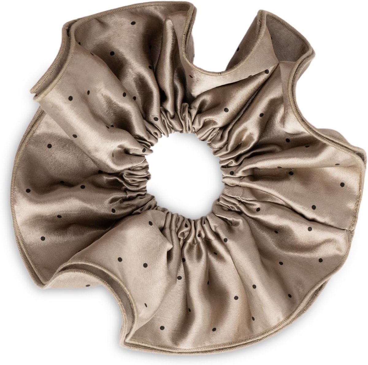 SnelShoppen - Scrunchie Satin Polka Dot Haarband - Oversized Satijnen Haarelastiek voor Dikke en Lange Haren - Comfortabele Ponytail Haarbobble voor V