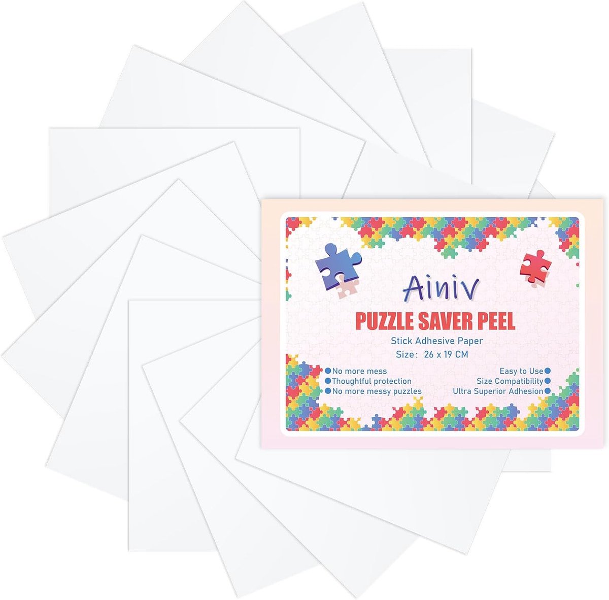 SnelShoppen - 16 Transparante Puzzle Opslagvellen, Grote Zelfklevende Puzzle Lijmvellen, Super Hechte Lijmvellen voor 2 Puzzels van 1000 Stukken, PET