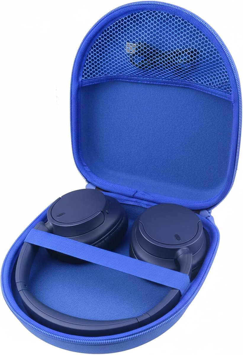 SnelShoppen - Hard Beschermhoes Geschikt voor Draadloze Bluetooth Hoofdtelefoons, Schokbestendig, Hoogwaardige Nylon, Compact Ontwerp, Blauw